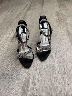 Karen Millen Black Rhinestone Strappy High Heels